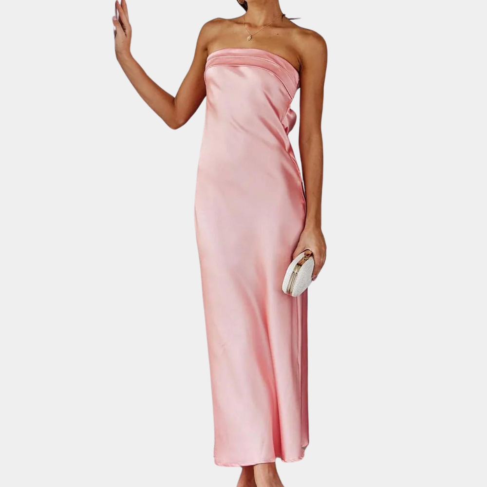 Sienna | Elegant Strapless Black Tie Dress Satin Maxi Gown