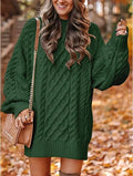 Sienna | Refined Oversized Cable Knit Winter Dress with Puff Sleeves
