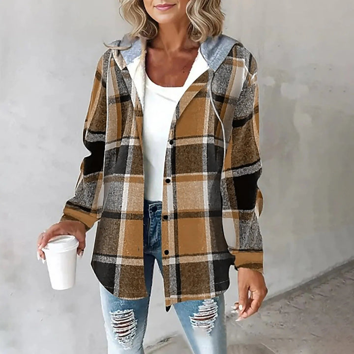 Sofia | Checked Hooded Longline Winter Jacket
