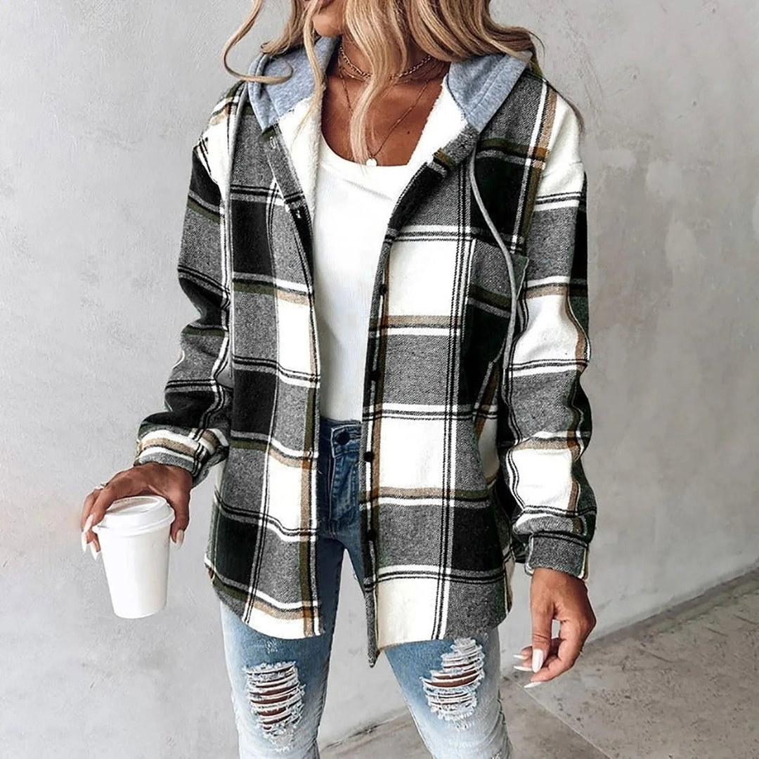 Sofia | Checked Hooded Longline Winter Jacket