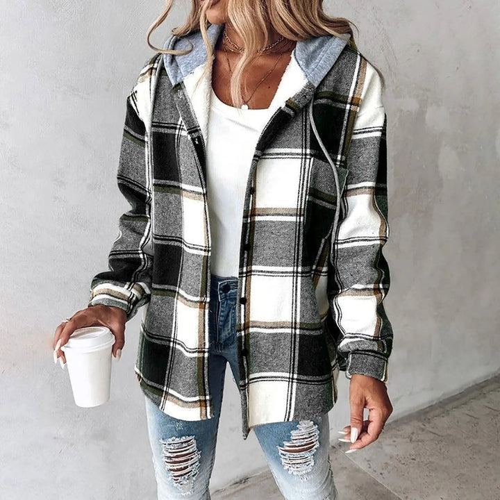 Sofia | Checked Hooded Longline Winter Jacket