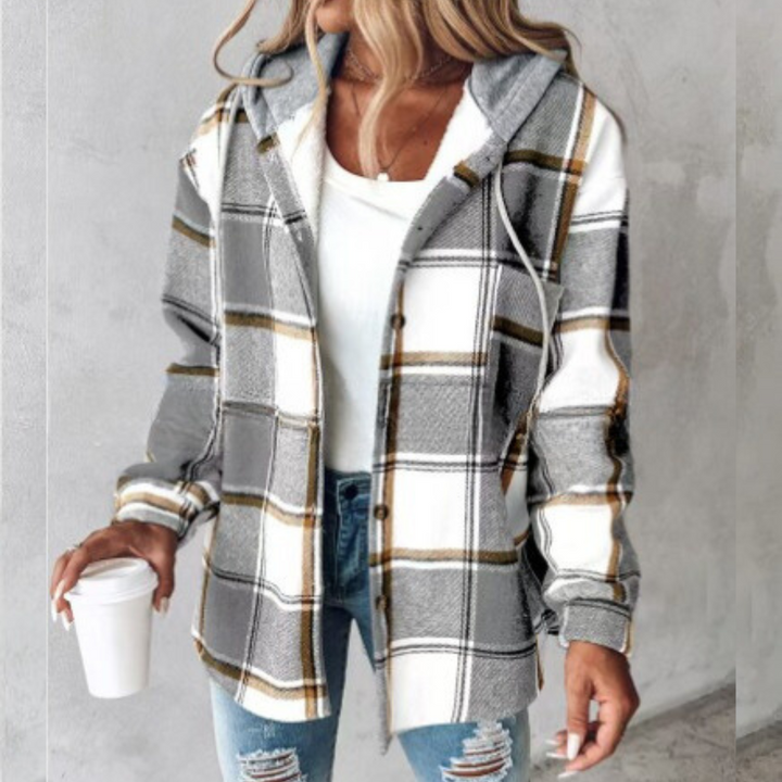 Sofia | Checked Hooded Longline Winter Jacket