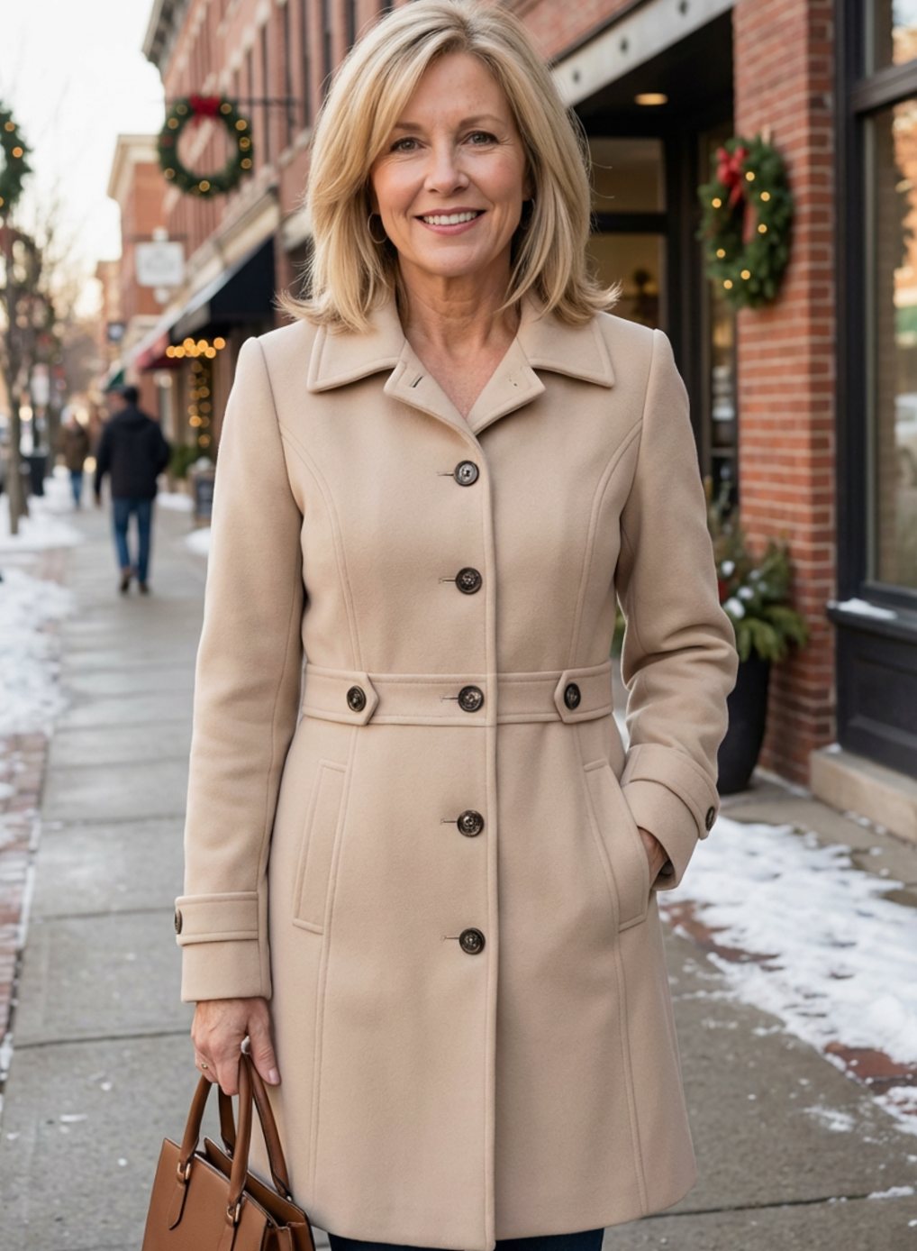 Sofia | Relaxed Belted Plus Size Coat with Wide Collar