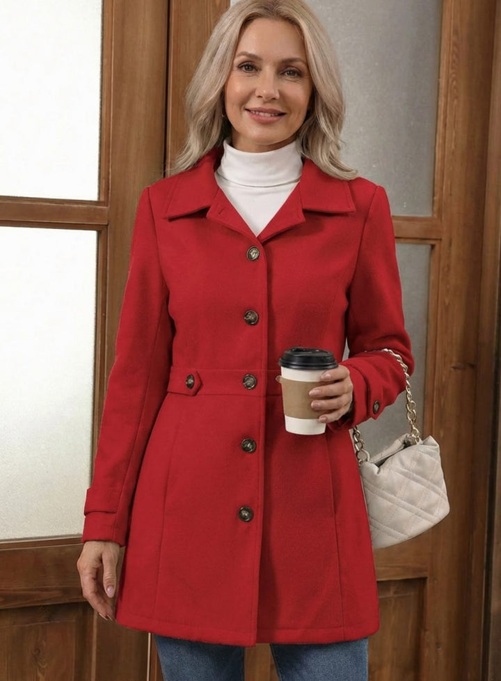 Sofia | Relaxed Belted Plus Size Coat with Wide Collar