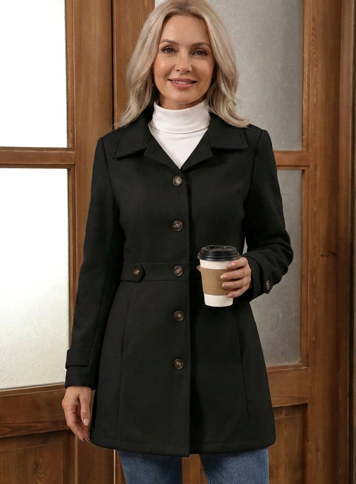 Sofia | Relaxed Belted Plus Size Coat with Wide Collar