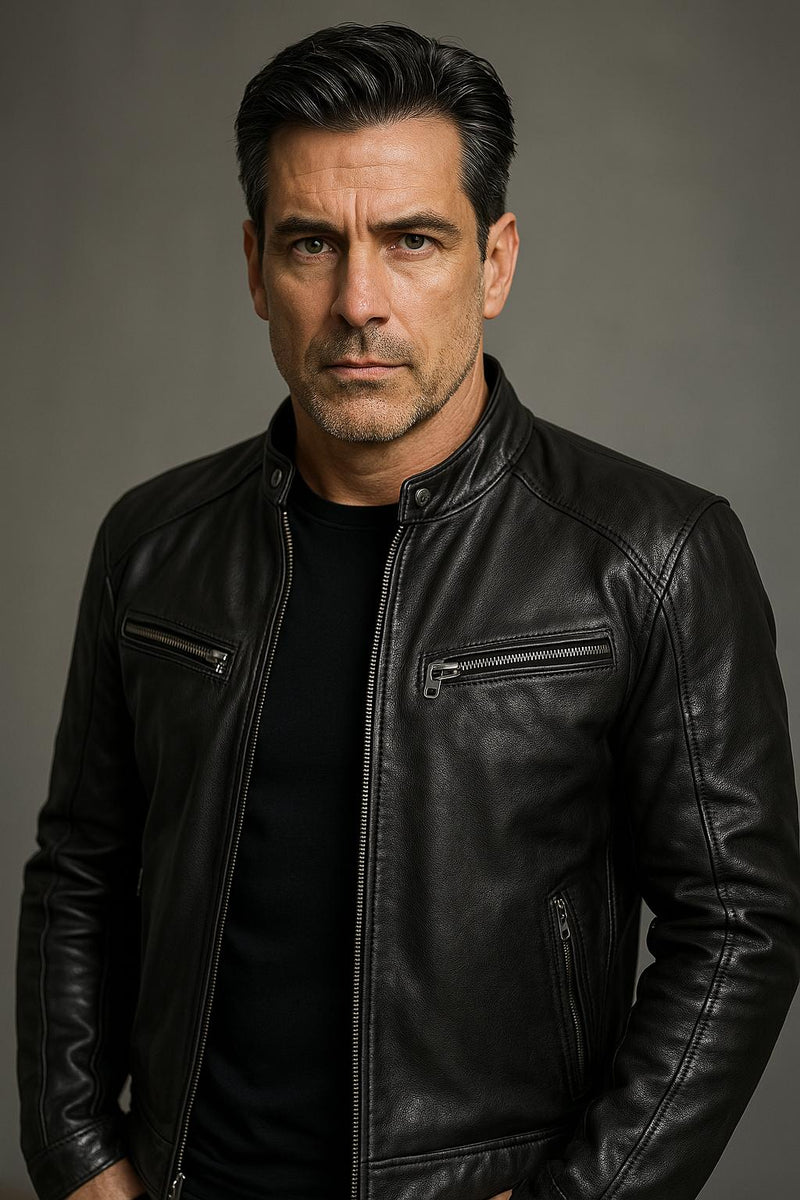 Sonny | Stand Collar Mens Leather Jacket