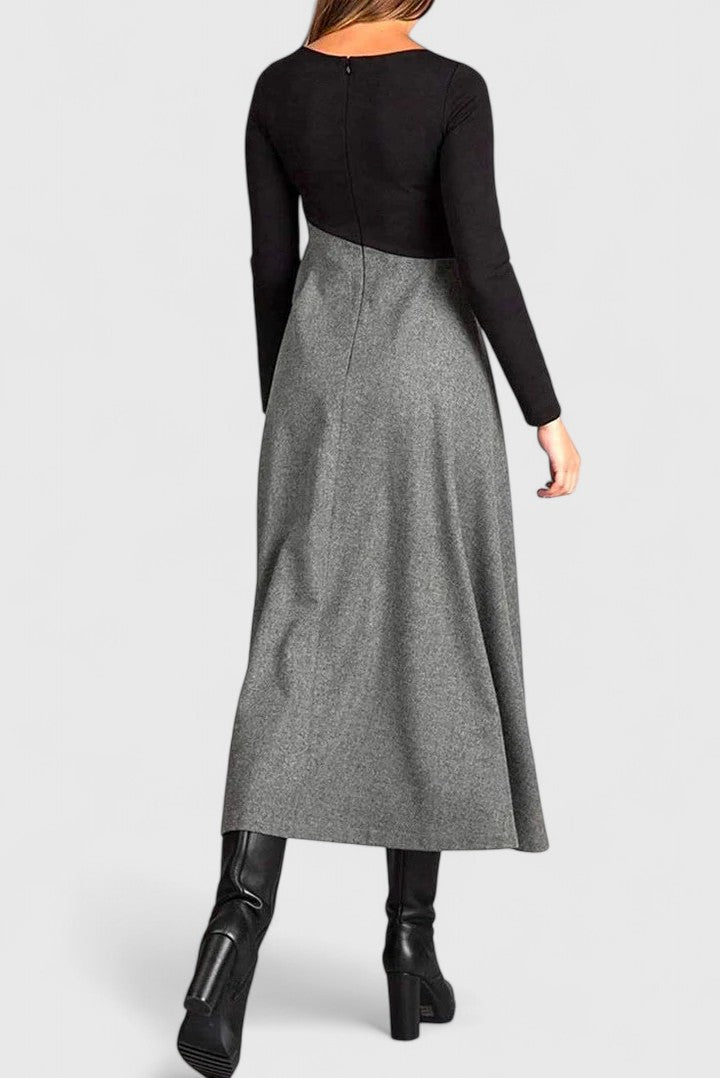 Sophia | Classic Long Sleeve Colourblock Maxi Jumper Dress