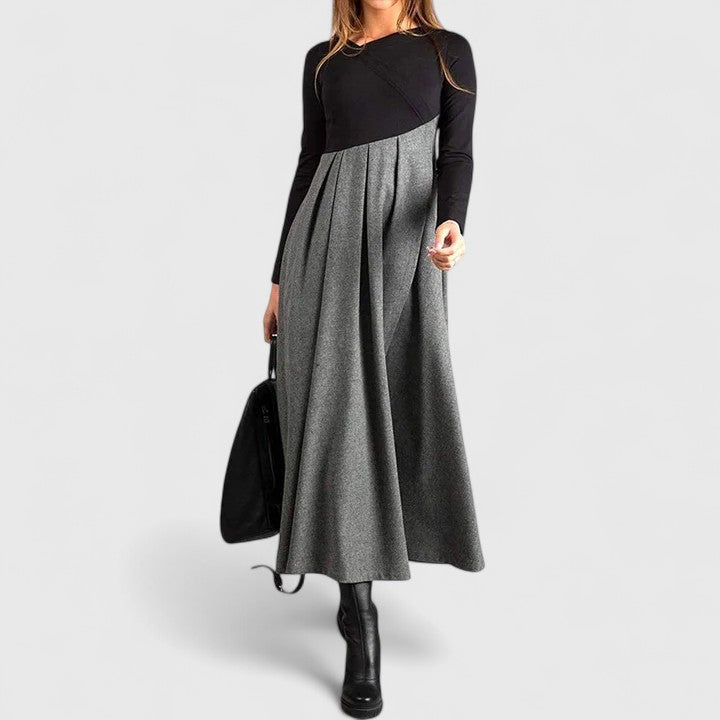 Sophia | Classic Long Sleeve Colourblock Maxi Jumper Dress