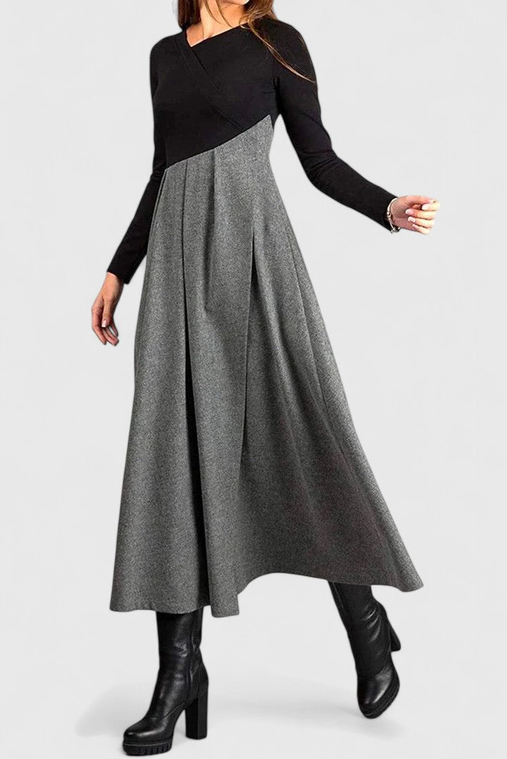 Sophia | Classic Long Sleeve Colourblock Maxi Jumper Dress