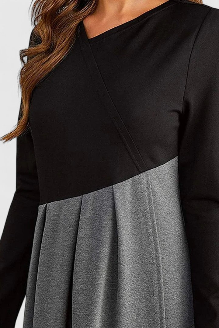 Sophia | Classic Long Sleeve Colourblock Maxi Jumper Dress