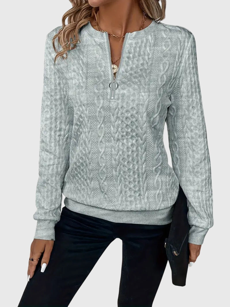 Sophia | Sophisticated Cable Knit Half Zip Knitted Jumper