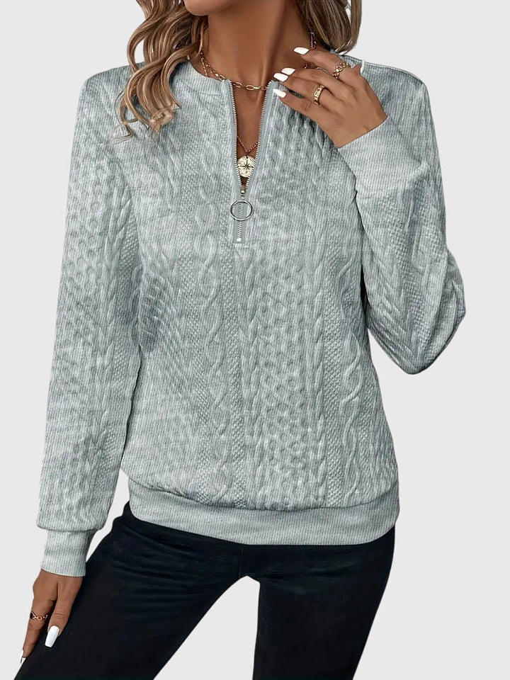 Sophia | Sophisticated Cable Knit Half Zip Knitted Jumper
