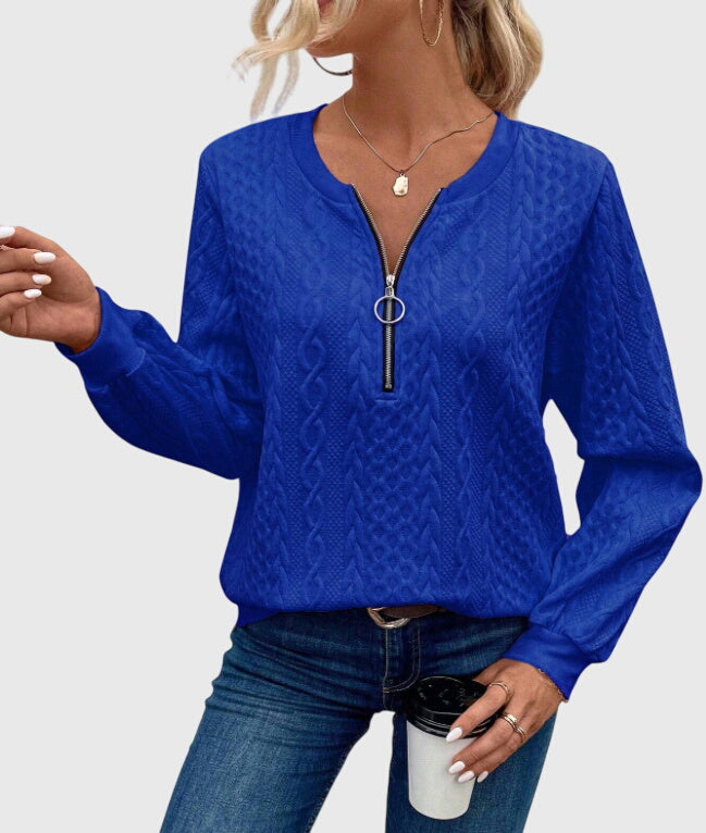 Sophia | Sophisticated Cable Knit Half Zip Knitted Jumper