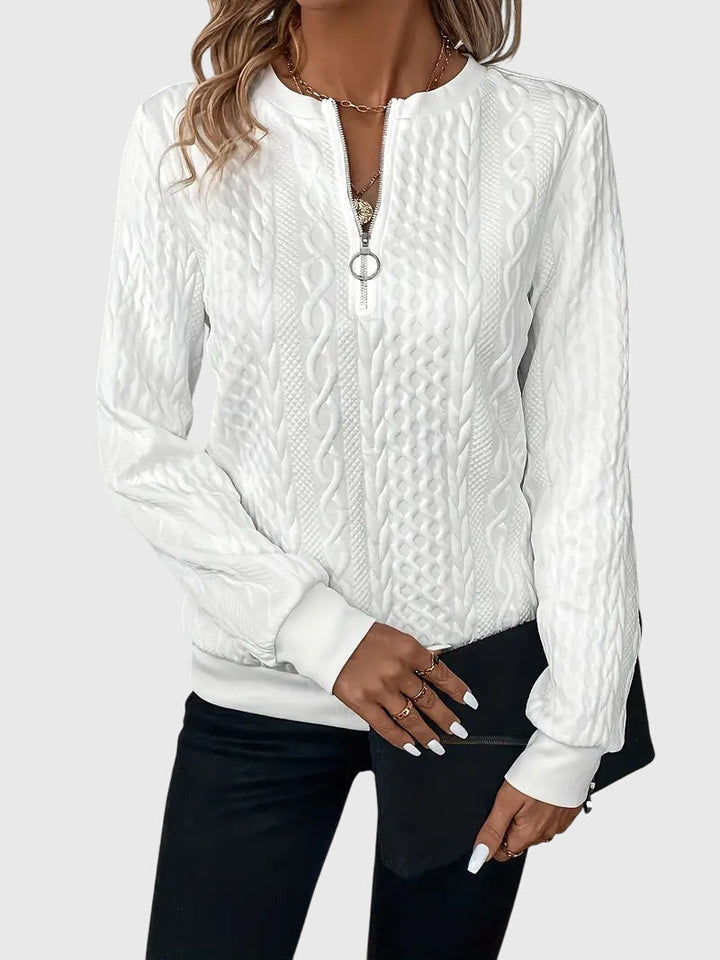 Sophia | Sophisticated Cable Knit Half Zip Knitted Jumper