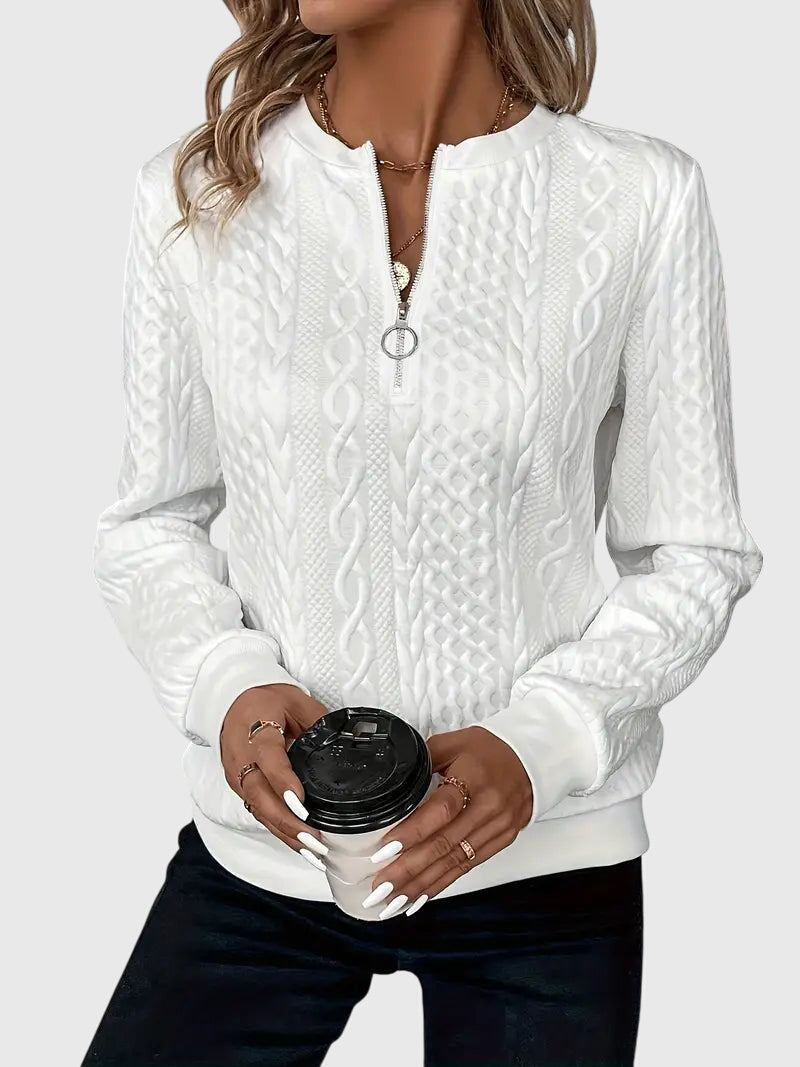 Sophia | Sophisticated Cable Knit Half Zip Knitted Jumper
