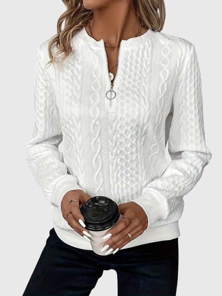 Sophia | Sophisticated Cable Knit Half Zip Knitted Jumper