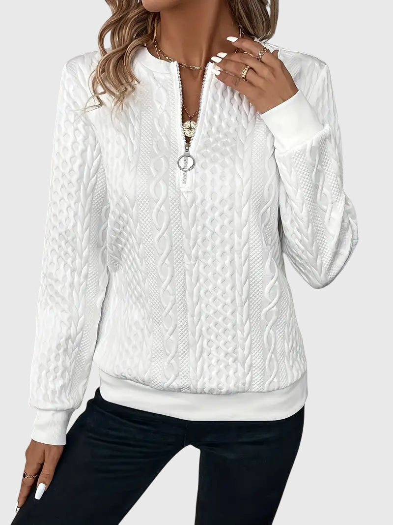 Sophia | Sophisticated Cable Knit Half Zip Knitted Jumper