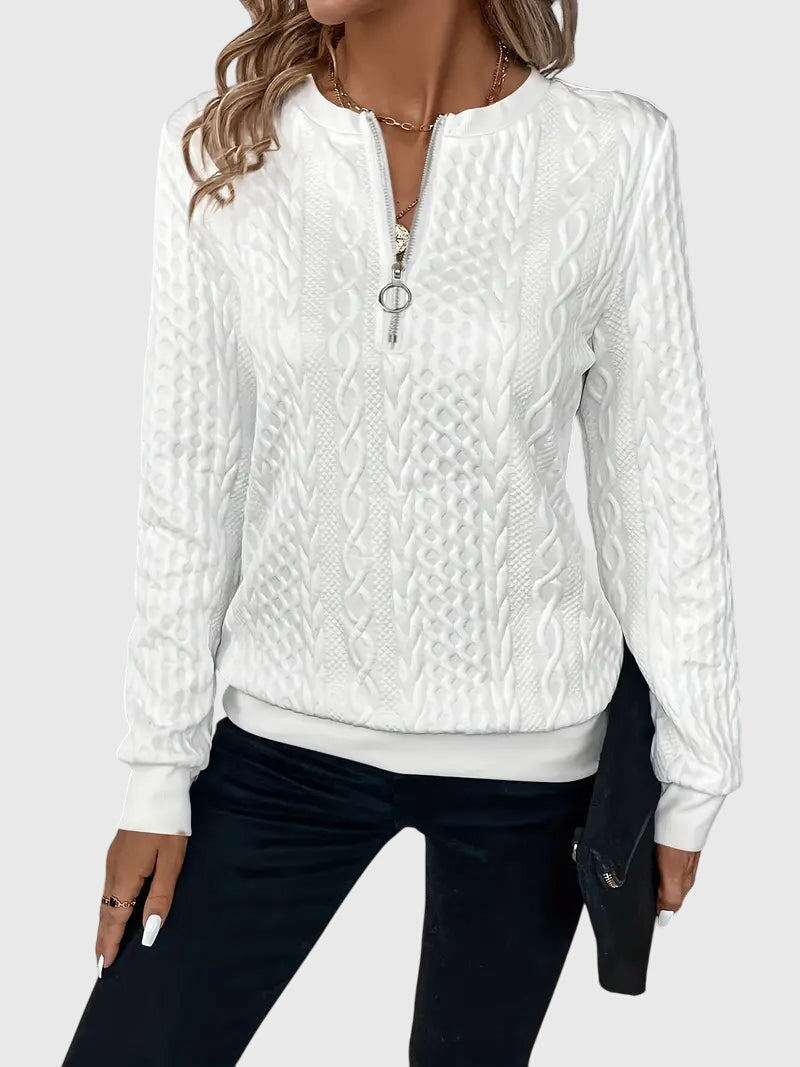 Sophia | Sophisticated Cable Knit Half Zip Knitted Jumper