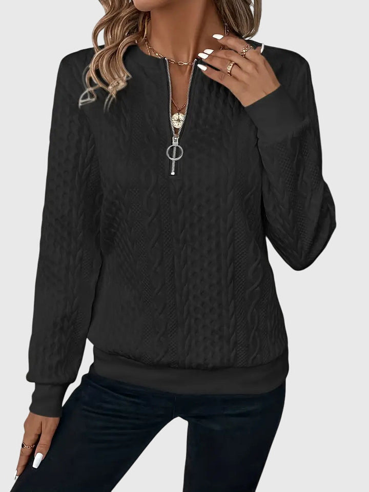 Sophia | Sophisticated Cable Knit Half Zip Knitted Jumper
