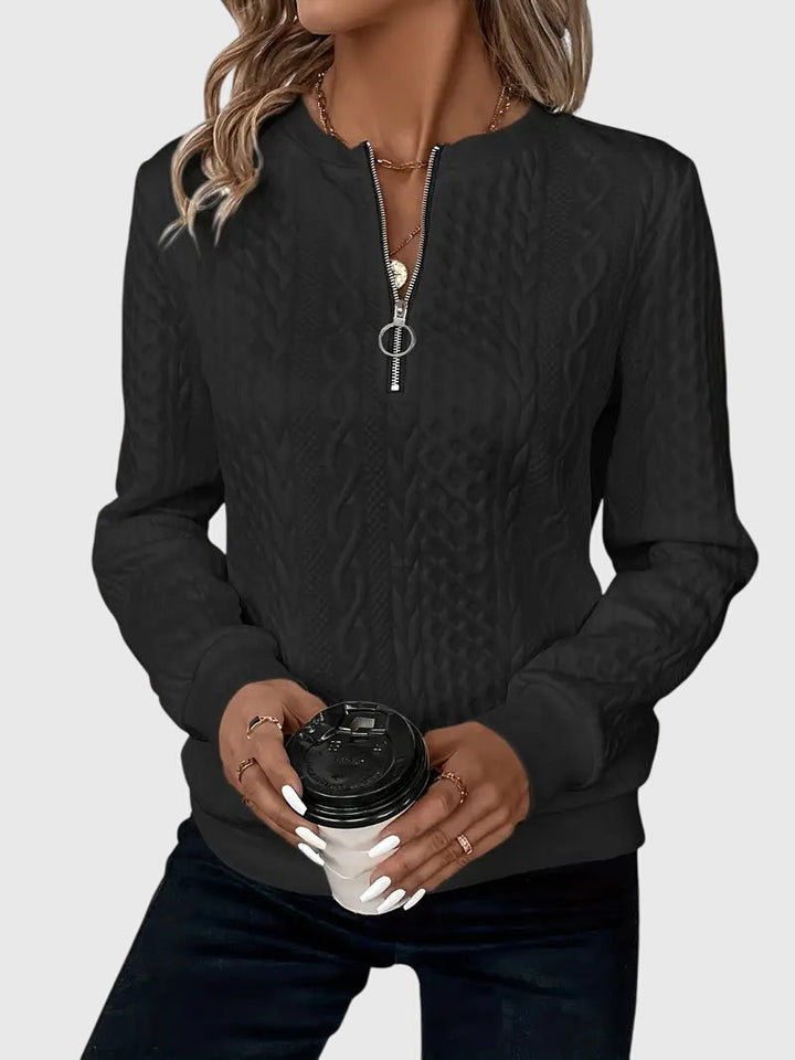 Sophia | Sophisticated Cable Knit Half Zip Knitted Jumper