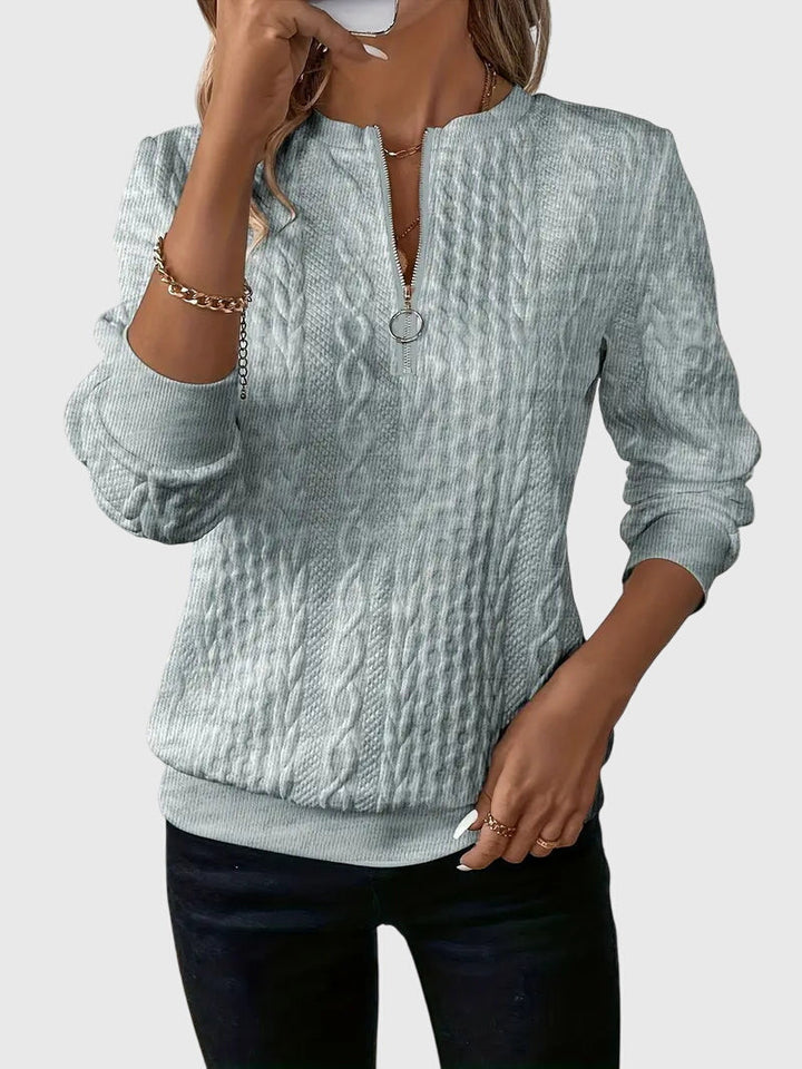 Sophia | Sophisticated Cable Knit Half Zip Knitted Jumper