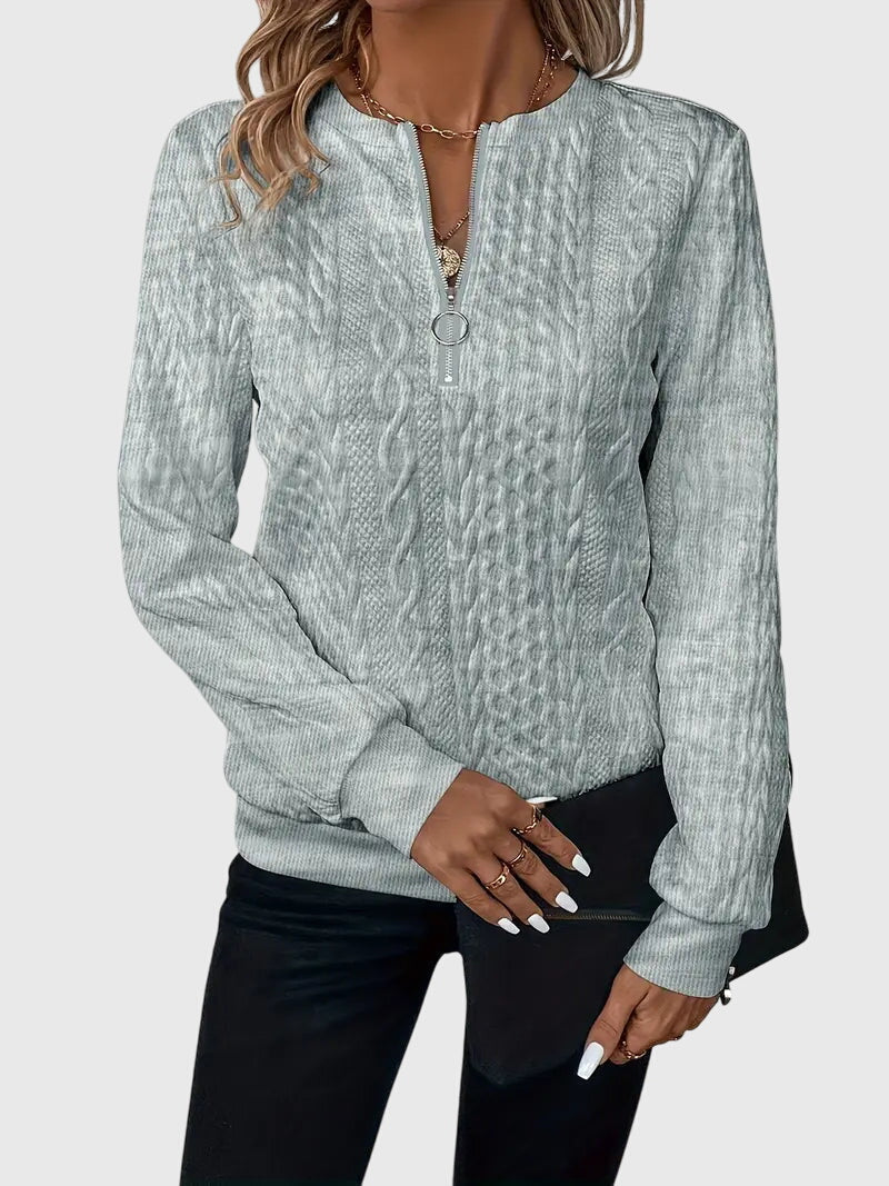 Sophia | Sophisticated Cable Knit Half Zip Knitted Jumper
