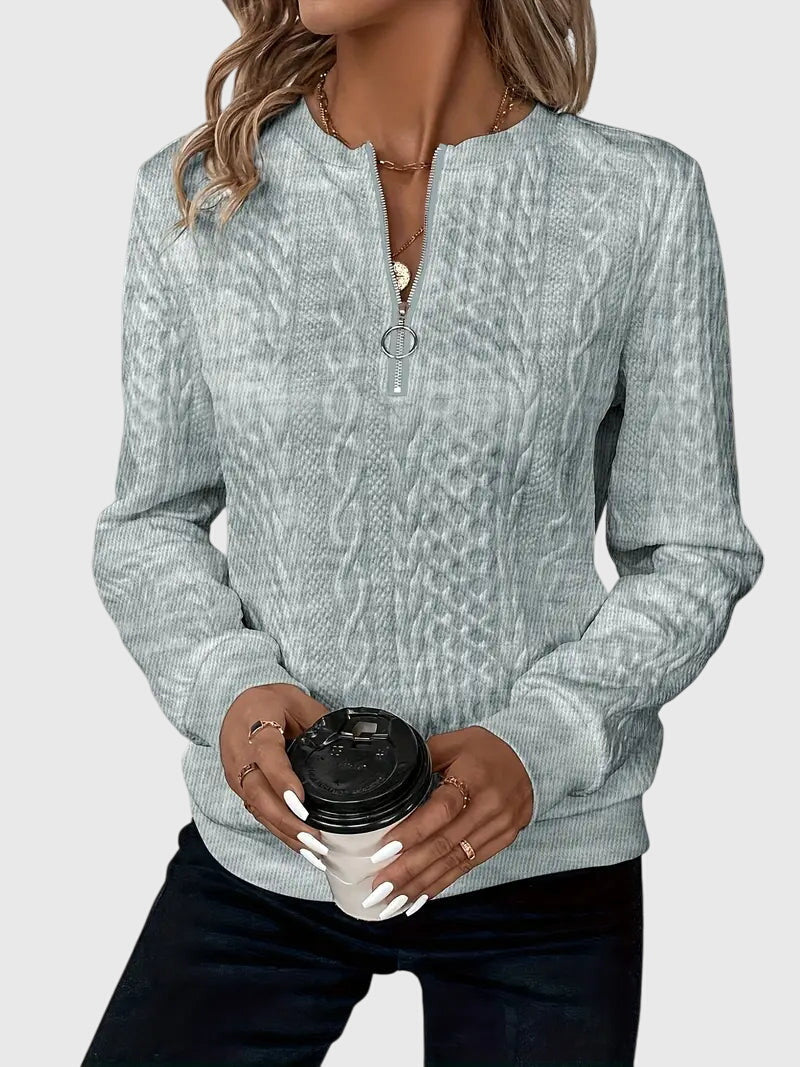 Sophia | Sophisticated Cable Knit Half Zip Knitted Jumper
