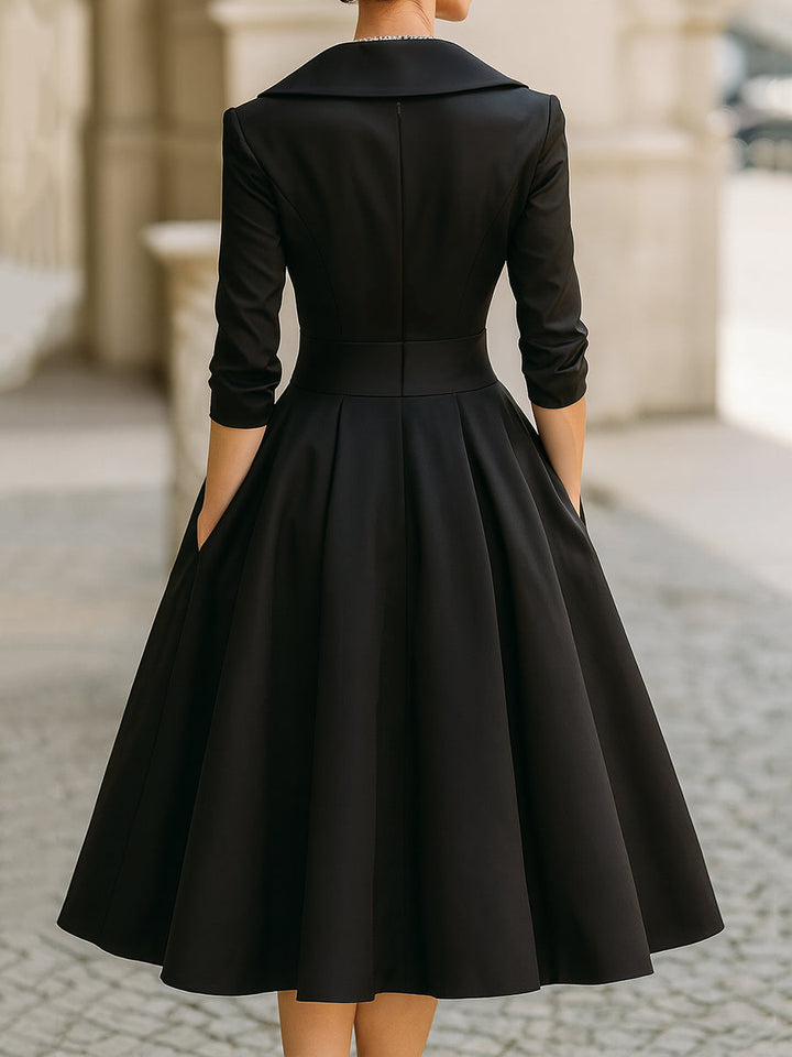 Sophia | Wrap Collar Party Dresses for Women with Pleated Midi Skirt
