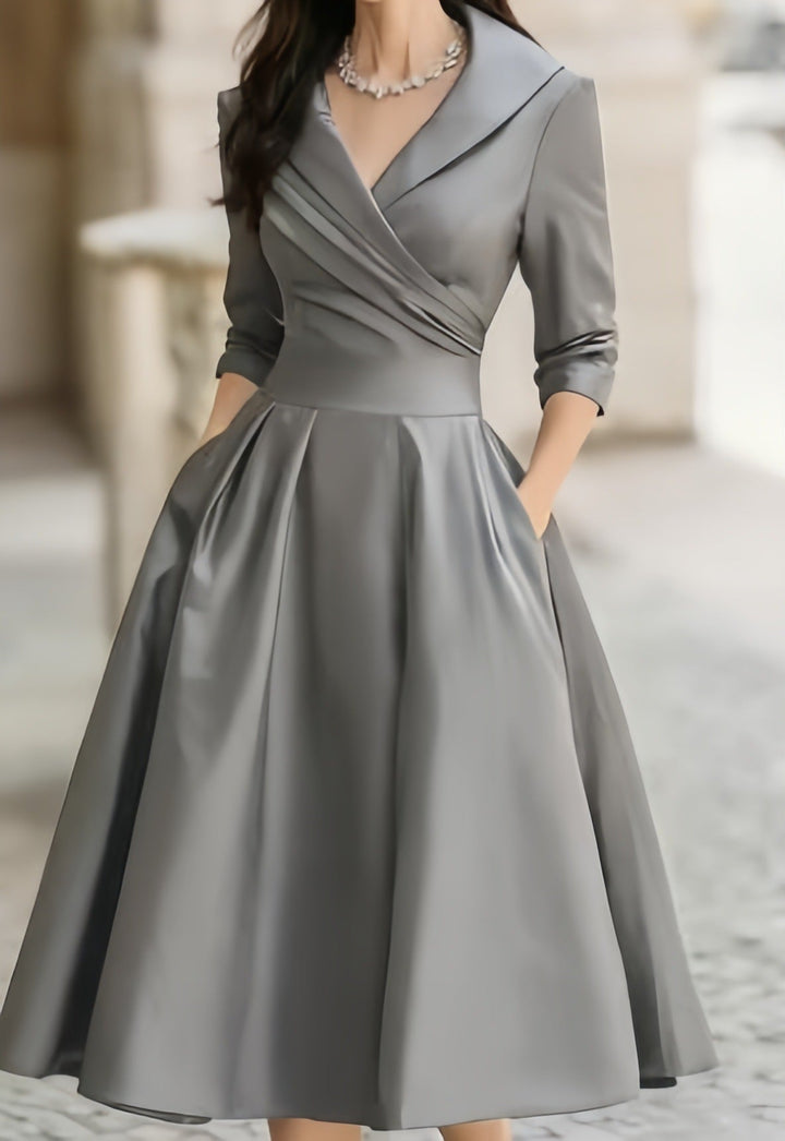Sophia | Wrap Collar Party Dresses for Women with Pleated Midi Skirt