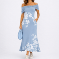 Sophie | Elegant Floral Off-Shoulder Black Tie Dress