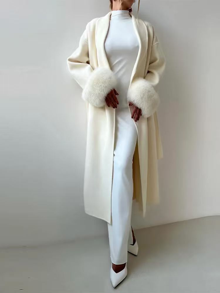Sophie | Polished Longline Open-Front Fur Jacket