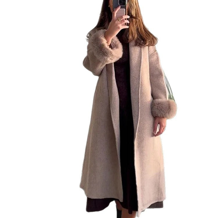 Sophie | Polished Longline Open-Front Fur Jacket