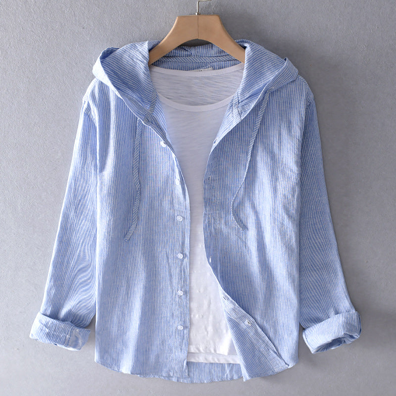 Teddy | Graceful Lightweight Striped Hoodie Shirt