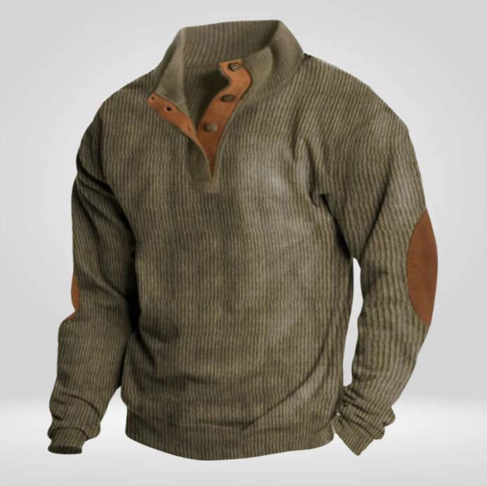 Teddy | Ribbed Button Neck Mens Knitted Jumper