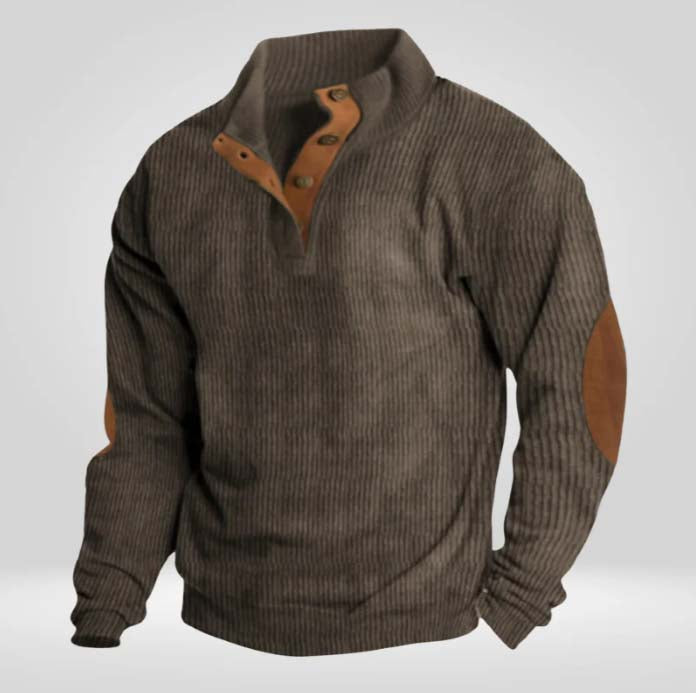 Teddy | Ribbed Button Neck Mens Knitted Jumper