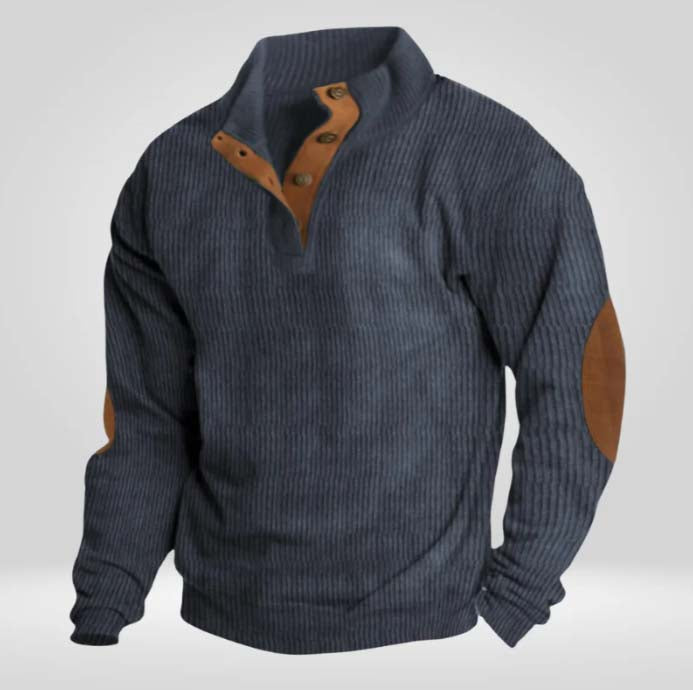 Teddy | Ribbed Button Neck Mens Knitted Jumper
