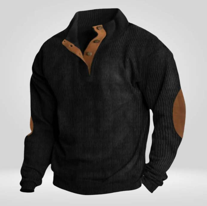 Teddy | Ribbed Button Neck Mens Knitted Jumper