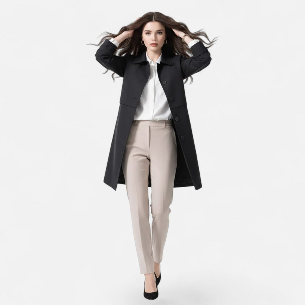 Thea | Timeless Double-Breasted Midi Long Jacket