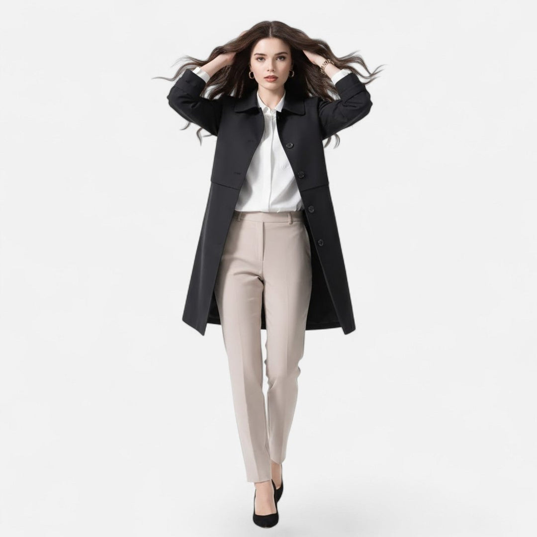 Thea | Timeless Double-Breasted Midi Long Jacket