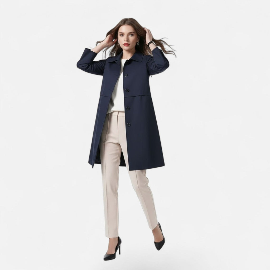 Thea | Timeless Double-Breasted Midi Long Jacket