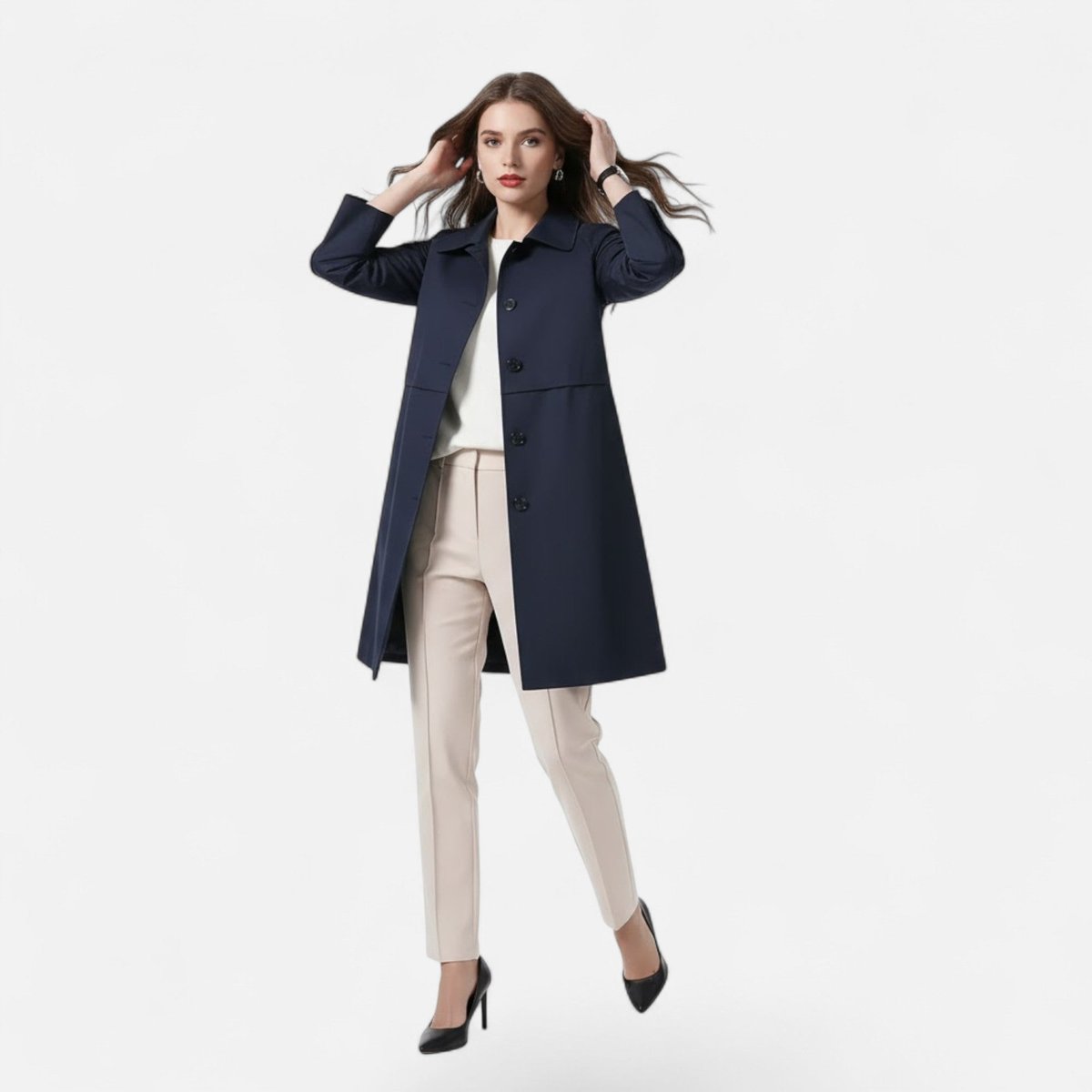 Thea | Timeless Double-Breasted Midi Long Jacket