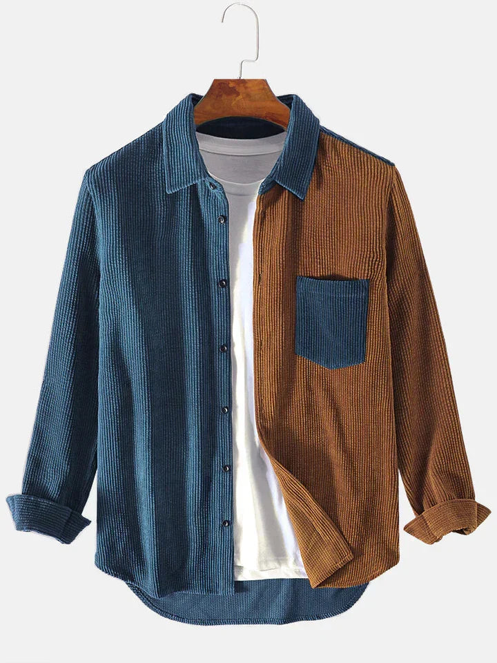 Tommy | Ribbed Colour Block Long Sleeve Mens Overshirt