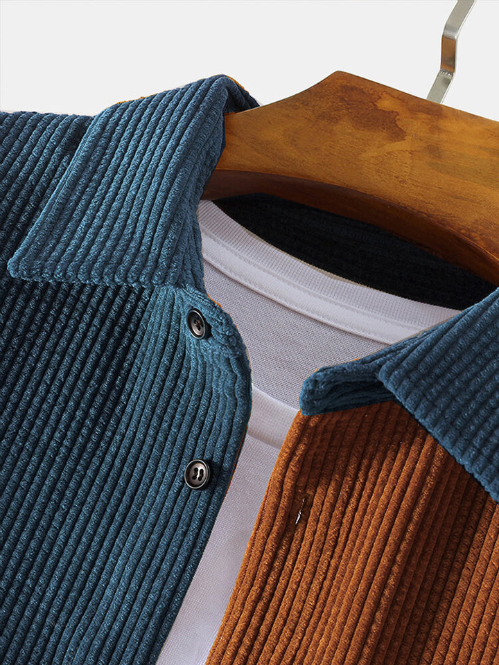 Tommy | Ribbed Colour Block Long Sleeve Mens Overshirt