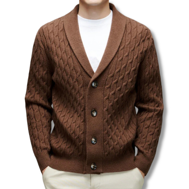 Tommy | Shawl Collar Cable Knit Mens Cardigan