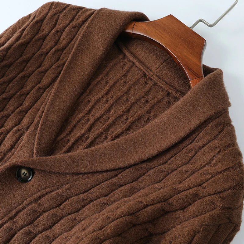 Tommy | Shawl Collar Cable Knit Mens Cardigan