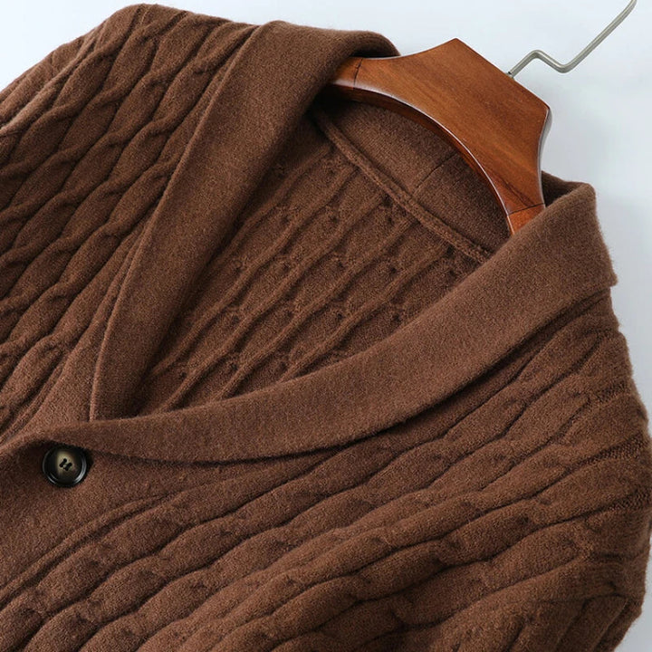 Tommy | Shawl Collar Cable Knit Mens Cardigan