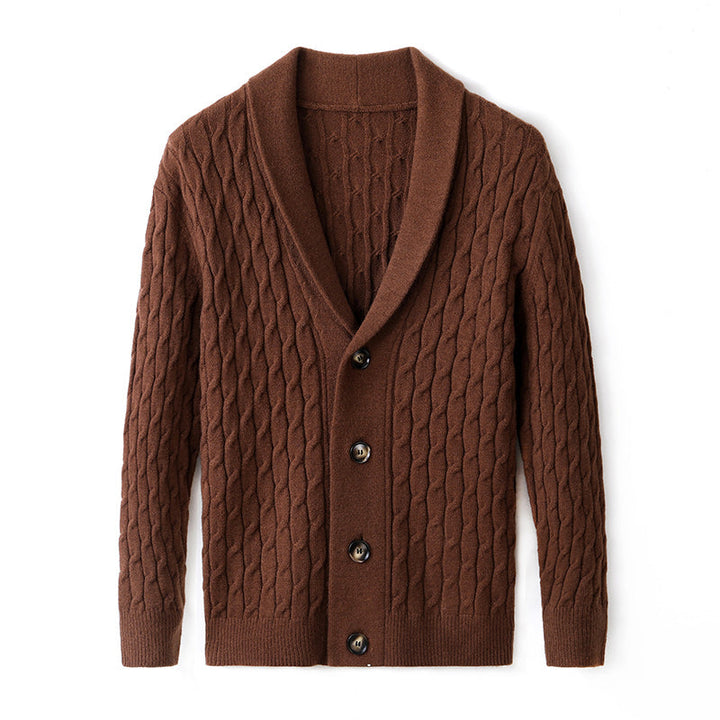 Tommy | Shawl Collar Cable Knit Mens Cardigan