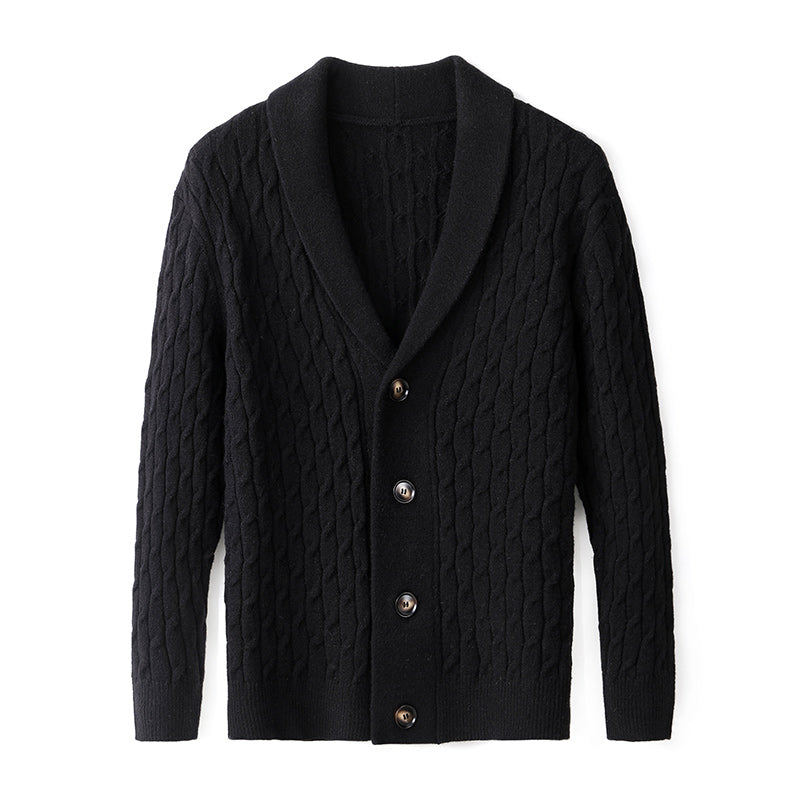 Tommy | Shawl Collar Cable Knit Mens Cardigan