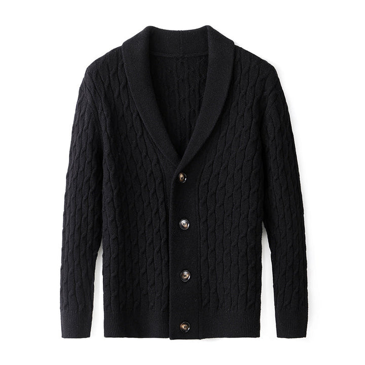 Tommy | Shawl Collar Cable Knit Mens Cardigan