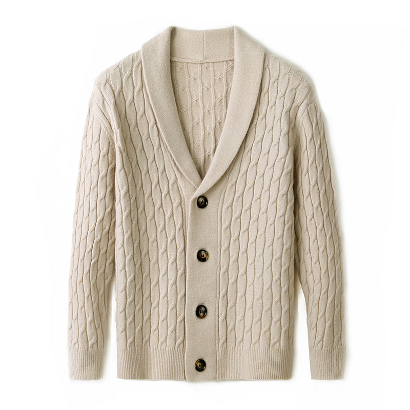 Tommy | Shawl Collar Cable Knit Mens Cardigan